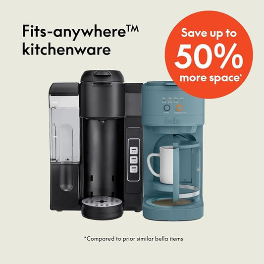 BELLA VersaBrew 2-in-1 Coffee Maker | K-Cup & Carafe | Single Serve + 12-Cup | Iced Coffee | 60oz Tank | Surf