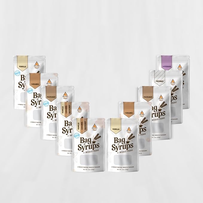 Single Serving Lavender Syrup Packets for Coffee and Cocktails - 5mL Each, 30 Count - Bag of Syrups by Infused Pours (5mL, Lavender)