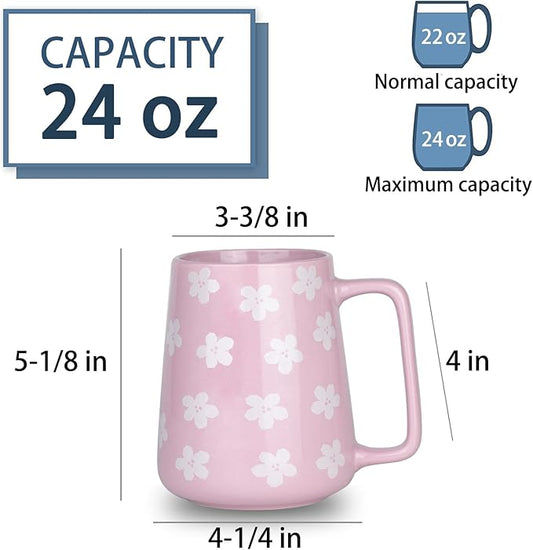 24 OZ Extra Large Ceramic Coffee Mug, Jumbo Coffee Mugs, Big Tea Cups with a Large Handle for Office and Home, Microwave and Dishwasher Safe (24 OZ Purple)