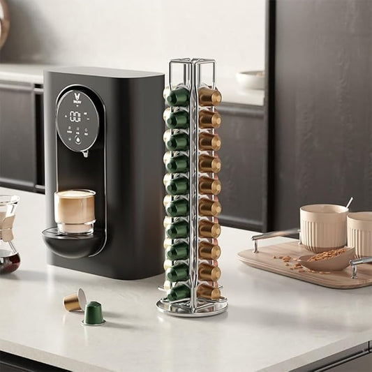 Coffee Pods Organizer Stand, 360° Rotating Metal Holder for 40pcs Nespresso OriginalLine Capsules, Capsule Rack, Compact & Sturdy Capsules Storage Holder for Kitchen Countertop