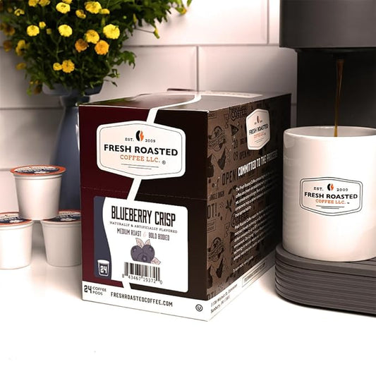 Fresh Roasted Coffee, Blueberry Crisp, Flavored Coffee Pods, 24 Count
