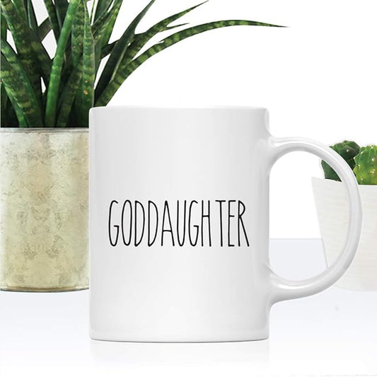 Andaz Press Simple Rustic Farmhouse Kitchen Decor 11oz. Ceramic Coffee Tea Mug Gift, Goddaughter, 1-Pack, Birthday Christmas Gift Ideas for Family, Friends