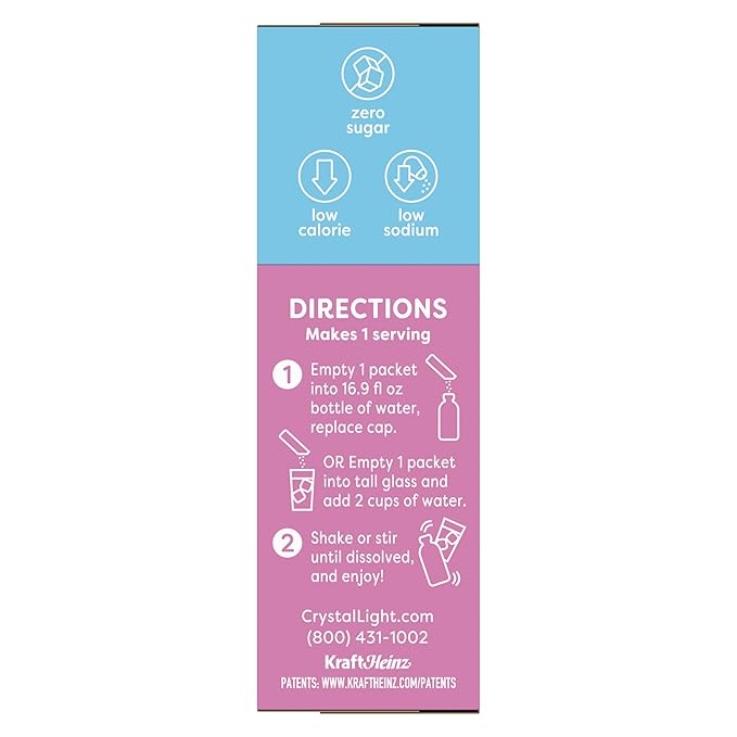Crystal Light Drink Mix, 12 Packets, for Convenient On-the-Go Flavorful Hydration, Artificially Flavored Raspberry Ice, Zero Sugar, . 6 oz each