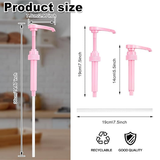 Patelai 5 Pcs Pink Syrup Pump with Tip Cover Bottle for No Spill Flavored Skinny Blueberry Coffee Syrup Pump Dispenser Fits 750ml Bottles for Vanilla Caramel Chocolate Coconut Sauce
