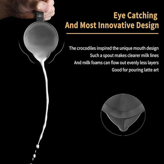 MHW-3BOMBER Espresso Steaming Pitcher Milk Frothing Pitcher Stainless Steel Milk Coffee Cappuccino Latte Art Barista Cup 16.9oz/500ml (Matte Black) P5032B-OS