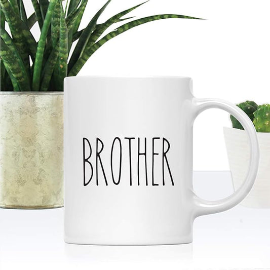 Andaz Press Simple Rustic Farmhouse Kitchen Decor 11oz. Ceramic Coffee Tea Mug Gift, Brother, 1-Pack, Birthday Christmas Gift Ideas for Family, Friends