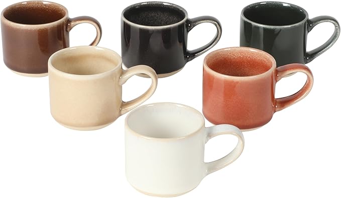 Mr. Coffee Espresso Whims 6 Piece 4 OZ Reactive Glaze Espresso Cup Set