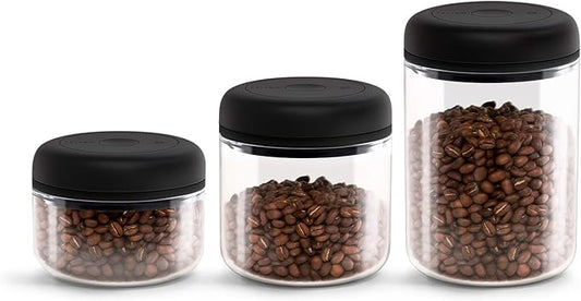Fellow Atmos Vacuum Coffee Canister & Food Storage Container - 0.7 Liter Canister holds up to 11 oz of Coffee Beans - Airtight Food Storage Containers - Coffee Containers - 0.7 Liter - Clear Glass