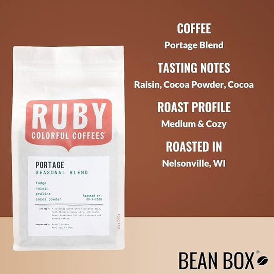 Portage Blend - Roasted by Ruby Coffee Roasters - Whole Bean Coffee - 8 Ounce Bag