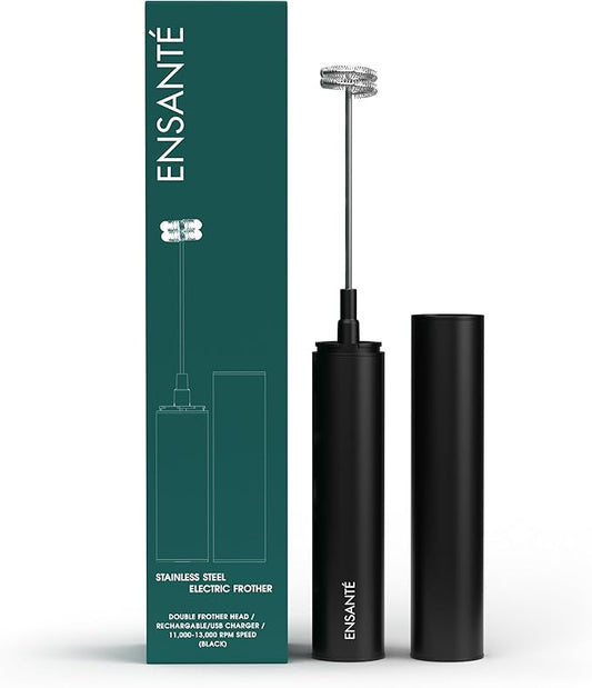 ENSANTE Ultra Fast Electric Milk Frother Wand, 13,000RPM Immersion Blender Rechargeable Frother for Protein Powder, Cold Foam, Travel Frother Handheld with Case, Matcha Whisk, Coffee Stirrers Electric