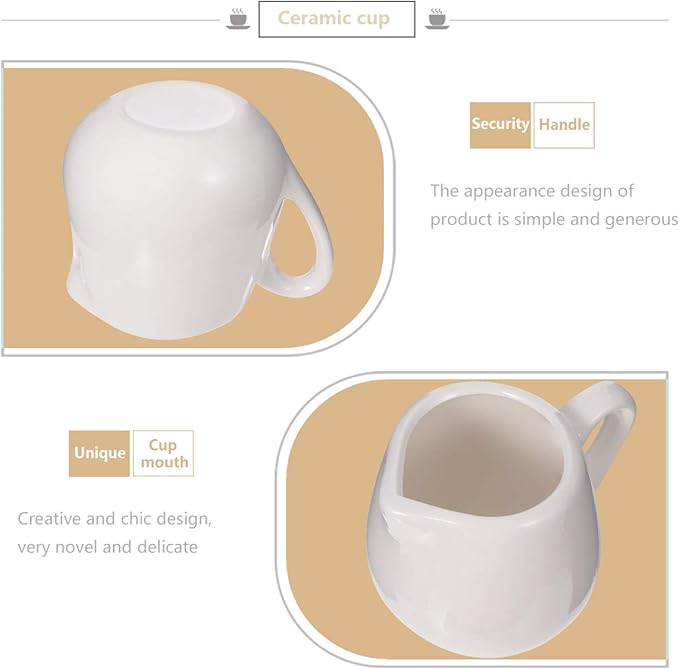 DOITOOL 4 Pcs Small Ceramic Creamer Coffee Tea Creamer Pitcher Milk Jug Pourer Pottery Mini Pitcher Syrup Sauce Salad Dressing Dispenser Housewarming