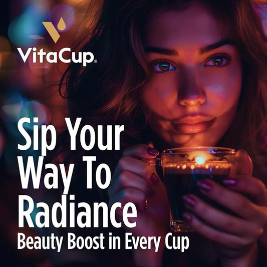 VitaCup Beauty Collagen Coffee Pods for Hair, Skin & Nails, with Biotin & Folate, Medium Dark Roast, Keto Friendly, Single Serve Pod Compatible with Keurig K-Cup Brewers,16 Ct