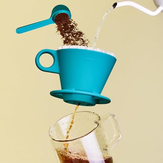 Verve Dwell Dripper Pour Over Coffee Maker Set, Non-Electric Coffee Dripper, Manual Brew Maker (Blue)