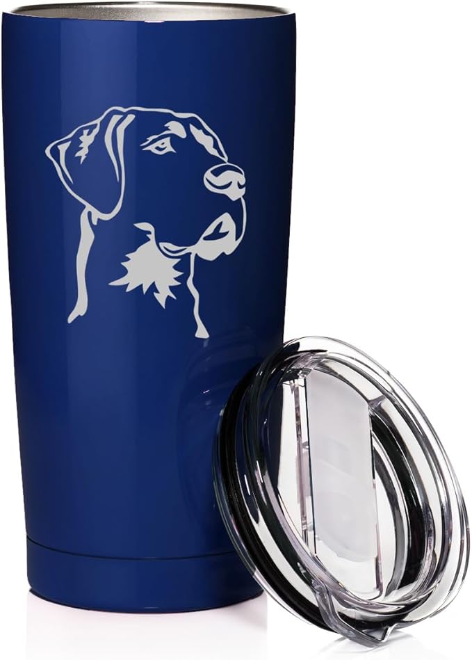 Smooth Body Tumbler Stainless Steel Vacuum Insulated Travel Mug Cup Gift Great Dane Face (Blue, 20 oz)