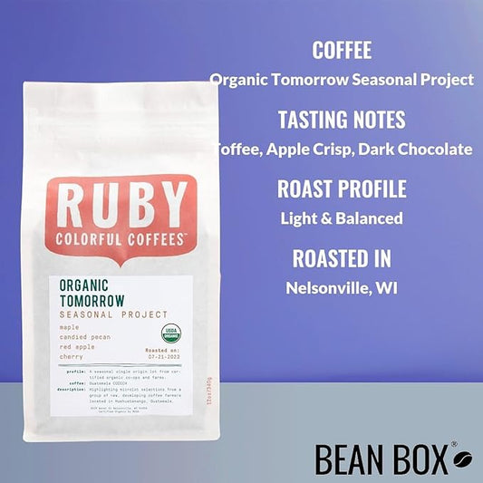Organic Tomorrow Seasonal Project - Roasted by Ruby Coffee Roasters - Whole Bean Coffee - 5 Pound Bag