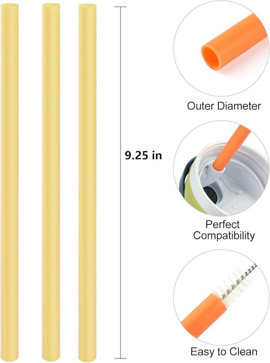 Replacement Straws Compatible with Owala FreeSip,Free sip Sway 40 Oz Water Bottle,Replacement Parts for Owala FreeSip 40 Oz Tumbler Include 6 BPA-FREE Straw and 1 Cleaning Brush,Yellow