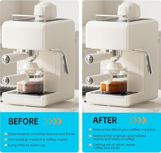 Y-Kelin Coffee Maker Cleaner And Descaler Tablets - 12Count Descaling & Cleaning Solution for Coffee Makers, Pot, Espresso Machines Removes Stains & Oils