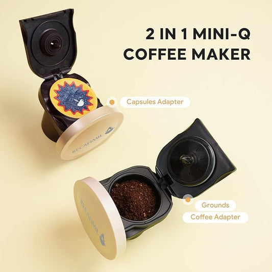 Single Serve Coffee Maker For K Cup Pod and Coffee Grounds /Tea, Fast Brew in 2 minutes, 2 IN 1 One Button Coffee Machine 4-8 Oz Brew Sizes, Stylish&Compact For Home, Office, RV and Dorm, Champagne