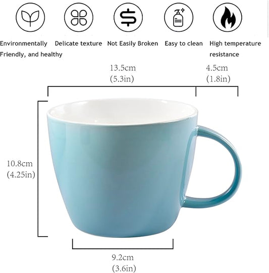 Large Coffee Cup Jumbo 30 Ounce Porcelain Mug for Soup Coffee Tea Ice Cream Fruit Cereal Milk Mocha Cocoa and Mulled Drinks, XXL Soup Mug Ramen Salad Bowl, Dishwasher Microwave Safe, Turquoise