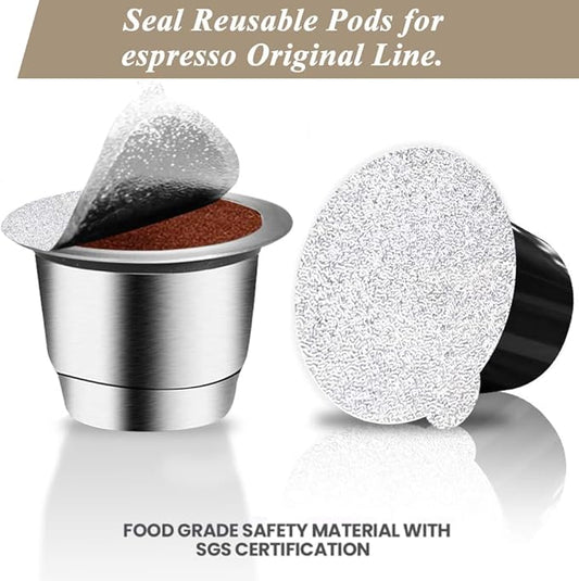 CAPMESSO Coffee Capsules Foil Seals -Aluminum Lids Foil Stickers to Reuse Nespresso Original Capsules Refillable Pods Compatible with Nespresso Original Line Machines (V2-120 Lids(37mm))