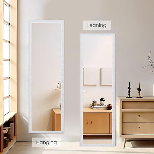 Beauty4U Full Length Mirror Wall Mirror Full Body Dressing Mirror Wall Mounted Hanging for Dorm Home, 50"x 14", White