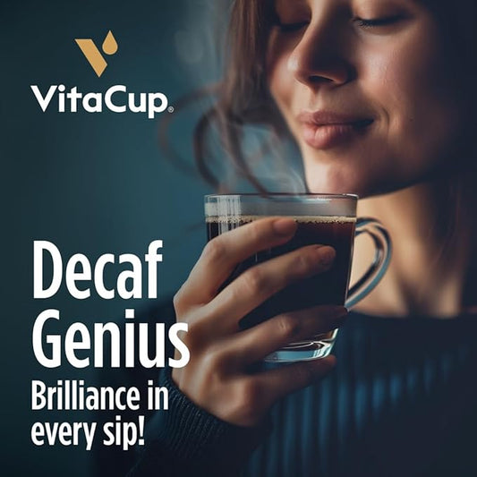 VitaCup Decaf Genius Keto Coffee Pods with MCT Oil, Turmeric and B Vitamins for Focus in Single Serve Pod Compatible with K-Cup Brewers Including Keurig 2.0, 16 Ct