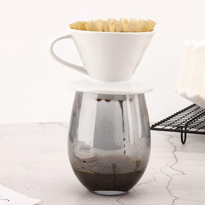 EUSOAR 1-2 Cup Small Size Coffee Filters, Pack of 100 Disposable Natural Brown Unbleached Coffee Filter Paper Basket, for Home Commercial Dripper, Compatible for Pour Over and Drip Coffee Makers