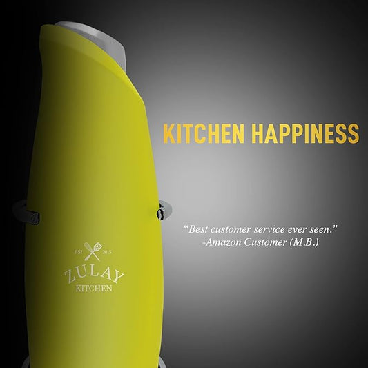 Zulay Kitchen Premium One-Touch Milk Frother for Coffee - Easy-Use Frother Handheld Foam Maker - Electric Whisk Drink Mixer for Cappuccino, Frappe, Matcha and Hot Chocolate (Lime Green)