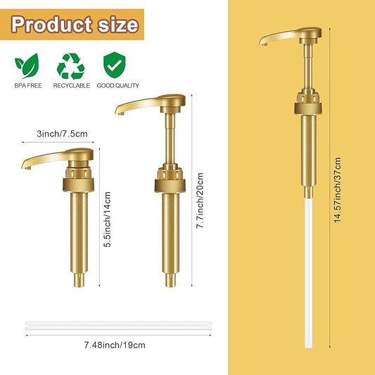 Kdzdong-6Pcs Gold Coffee Syrup Pumps, Compatible with 25.4 Oz/750ml Bottles, Great for Home & Coffee Bar Drinking Mixes, Tea, Beverage, Cocktails