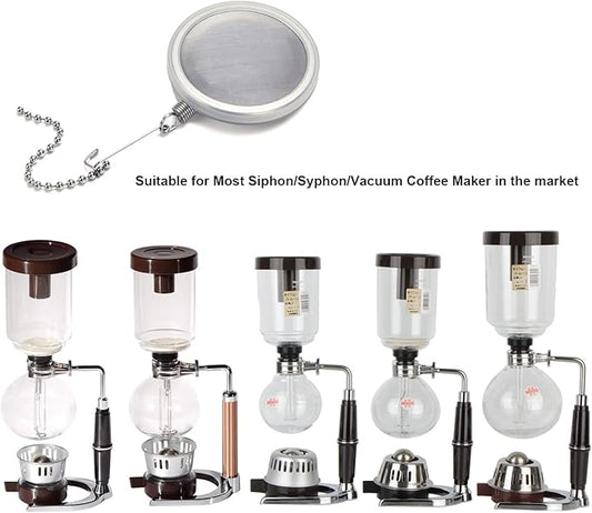 Reusable Syphon/Siphon Coffee Filter for Hario Yama Siphon Coffee Maker & Other Similar Syphon Coffee Maker, Permanent Stainless Steel & Silicon Rubber, Easy to Clean