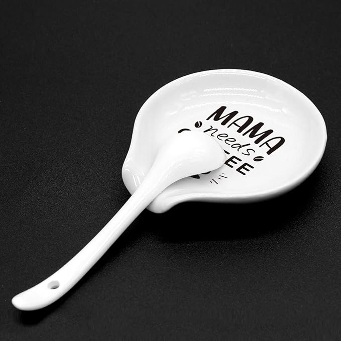 Mom Coffee Spoon Rest,Funny Cafe Quote MaMa Needs Coffee Spoon Holder