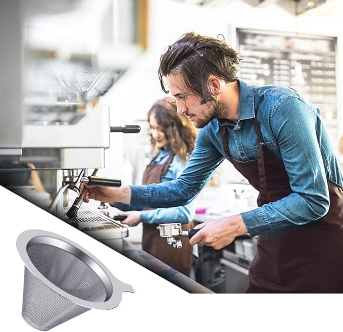 Upgraded Pour Over Coffee Filter, Coffee Dripper, Paperless Mess Stainless Steel Coffee Filter, Maker One to Two Cup Coffee, Easy to Use and Clean (1-2Cups)