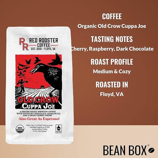 Organic Old Crow Cuppa Joe - Roasted by Red Rooster Coffee - Whole Bean Coffee - 2 Pound Bag