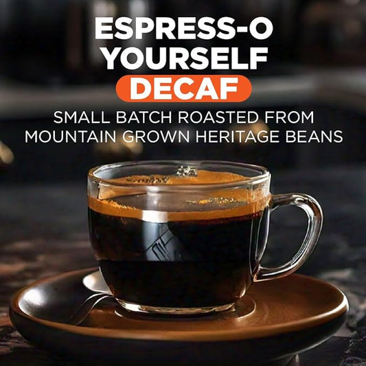 Maud's Decaf Espresso Roast Coffee Pods, 100 ct, Decaffeinated Dark Roast Coffee in Recyclable Single Serve Pods – 100% Arabica Coffee, Compatible with Keurig K Cups Maker