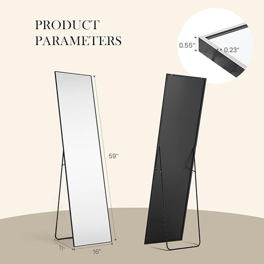 NEWBULIG Full Length Mirror, Upgraded Body Wall Mirrors with Shatter-Proof Glass, Floor Standing Mirror, Home Wall Decor
