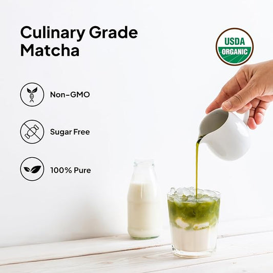 Viccoky Culinary Matcha Powder 4oz(Tin) | Pro-Baking Grade | USDA Organic | Sugar-Free | Bulk Matcha Green Tea Powder for Cookies Cakes Smoothies