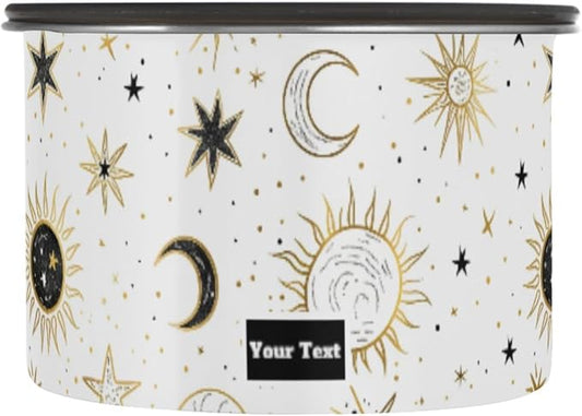 ALAZA Crescent Sun Moon Star Kitten Cats Airtight Coffee Bean Canister Customed 900ml Food Storage Containers with Lids For Gournd, Tea, Sugar, Flour, Rice, Cereal, Candy Cookie Jar
