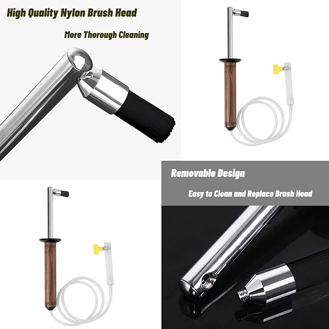 Jamotolly Coffee Machine Steam Cleaning Brush, Walnut Wood Handle, High Pressure Steam Wand Cleaner with Heat-Resistant Nylon Head