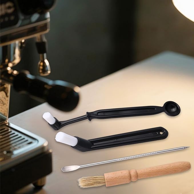 4pcs Coffee Machine Cleaning Brush, Professional Espresso Cleaning Brush Wooden Handle Boar Bristle Scrub Set Suitable for Coffee Machine Washing