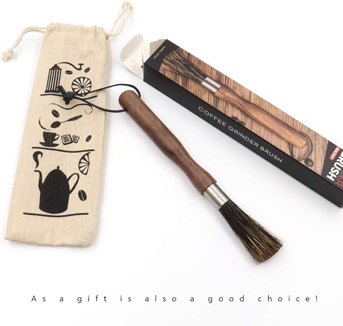 Coffee Grinder Brush, Coffee Machine Cleaning Brush, Espresso Machine Cleaner, Espresso Maker Cleaner Tool with Storage Bag, Wooden Handle