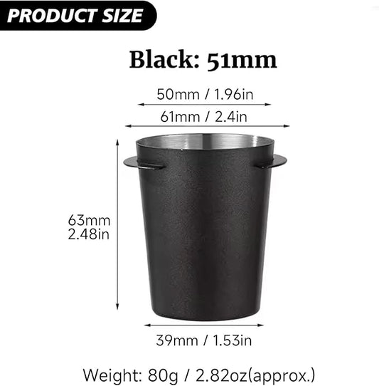 Kodrily Coffee Dosing Cup 51mm, Stainless Steel Espresso Dosing Cup, Black Coffee Powder Feeder Part Replacement for Espresso Coffee Machine with 51mm Portafilter, 1Pcs