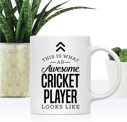 Andaz Press 11oz. Ceramic Coffee Tea Mug Thank You Gift, This is What an Awesome Cricket Player Looks Like, 1-Pack, Birthday Christmas Gift Ideas Coworker Him Her, Includes Gift Box