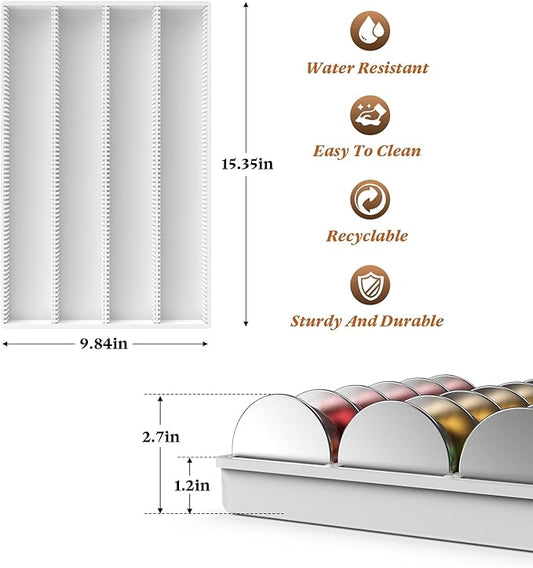 Coffee Pod Storage Holder Drawer Insert for Counter Compatible Nespresso Vertuo Vertuoline Capsules for Home, Office, Coffee Station(white)