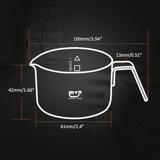 Espresso Measuring Cup with Handle – 3oz Espresso Shot Cup for Coffee Bar Accessories, 304 Stainless Steel Pouring Cups, Small Metal Coffee Cup for Home (White)