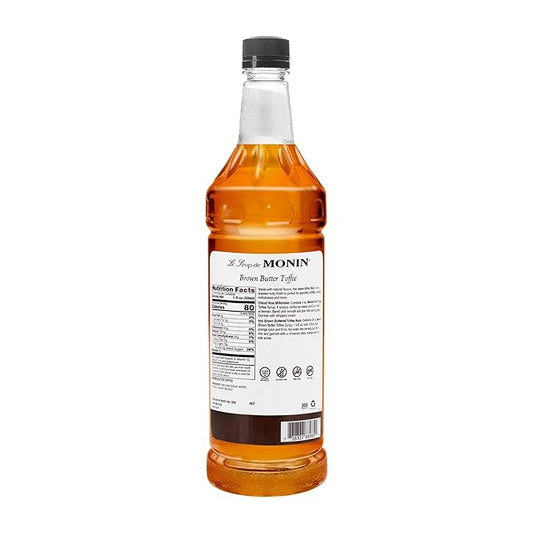 Monin - Brown Butter Toffee Syrup, Buttery-Smooth Flavor with Rich Nutty Aroma, Great for Lattes, Milkshakes, and Iced Coffees, Gluten-Free, Vegan, Non-GMO (1 Liter)