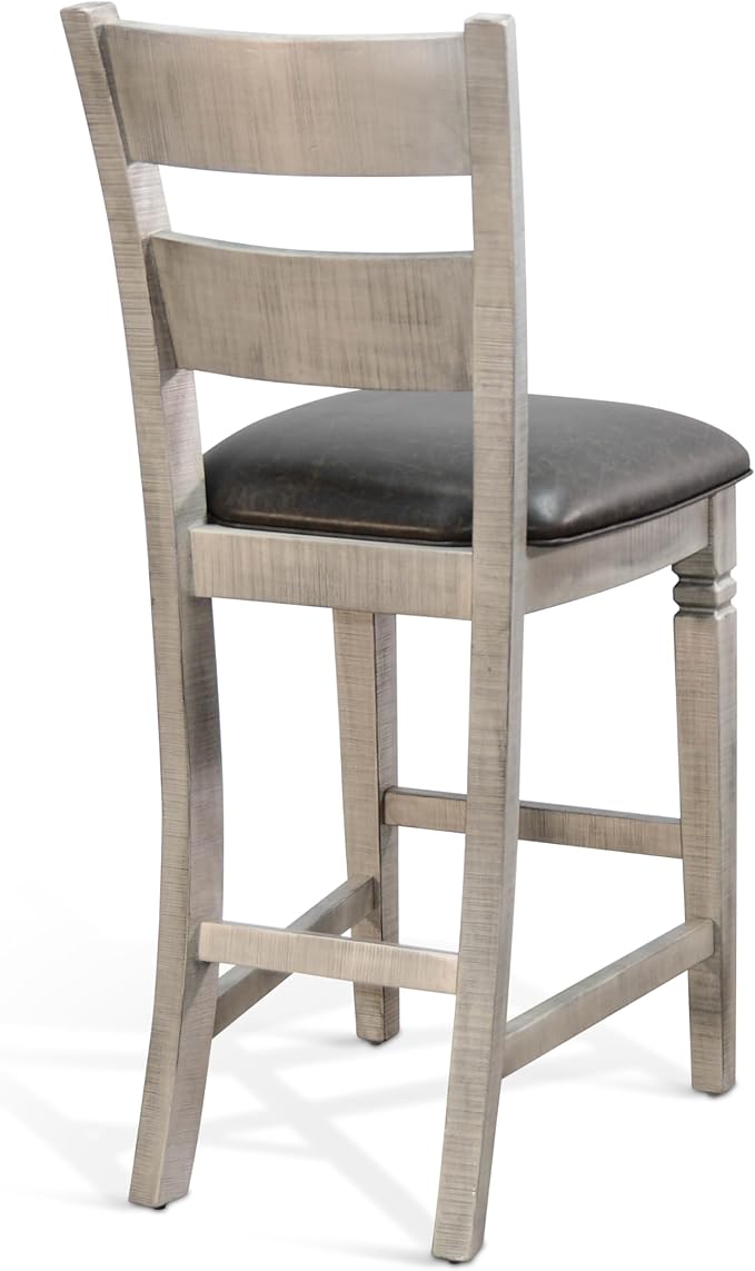 80 - Inch Alpine Bar Cabinet, 3-Tier Home Bar Cabinet (Alpine Grey Finish, W/ 2 Seat)