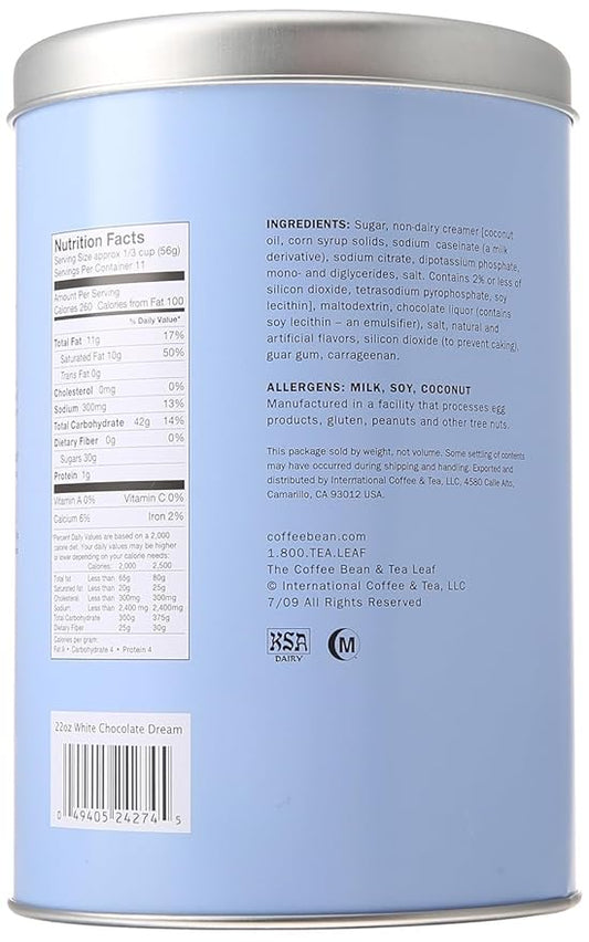 The Coffee Bean & Tea Leaf Coffee, Latte, and Drink Powder Mix, White Chocolate, 22oz. Tin