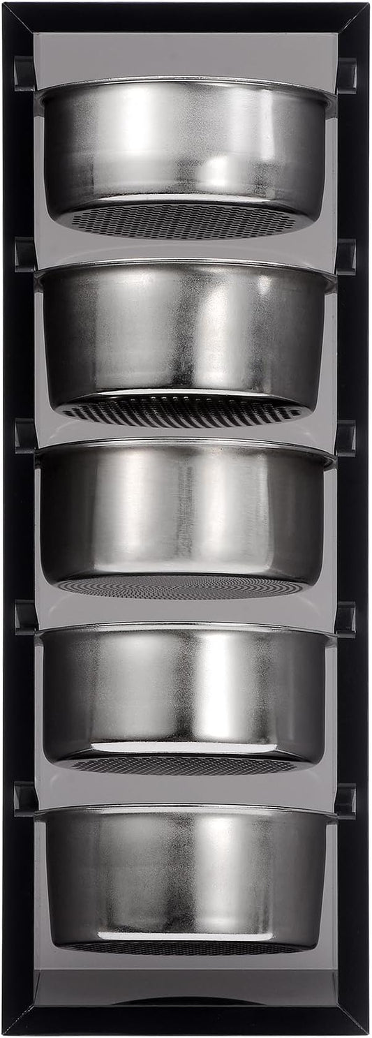 Normcore 54mm Espresso Filter Basket Stand, Holds 5 Espresso Filter Basket Rack Storage Holder Acrylic Stand for 54mm Portafilter Baskets, Frosted Black