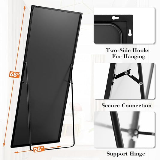 NEWBULIG Full Length Mirror, Upgraded Body Wall Mirrors with Shatter-Proof Glass, Floor Standing Mirror, Home Wall Decor