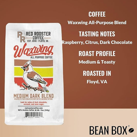 Waxwing All-Purpose Blend - Roasted by Red Rooster Coffee - Whole Bean Coffee - 2 Pound Bag